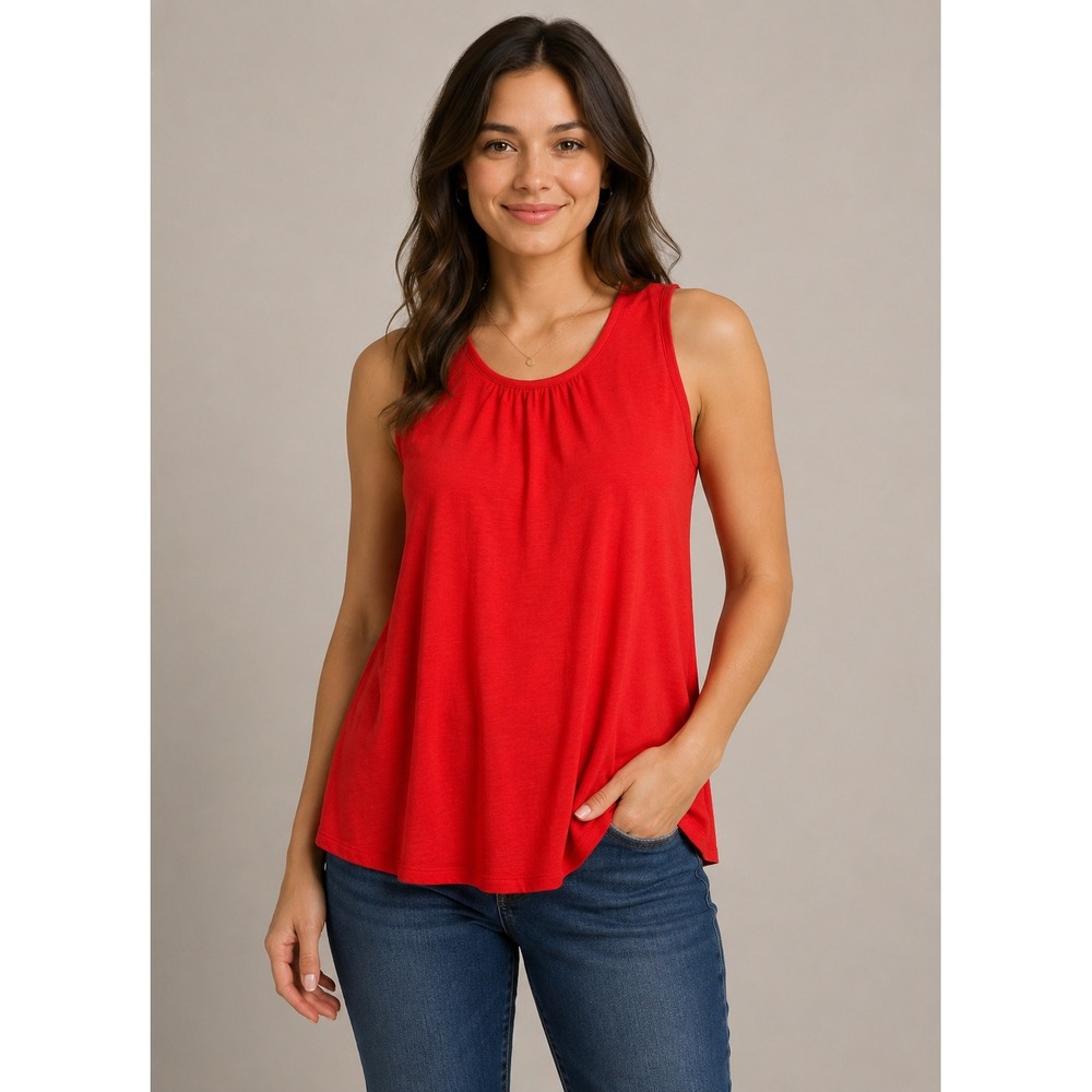 J Crew Red‎ Drapey Swing Tank Top sz XS Knit Stretch Outdoor Classic Staple FLAW